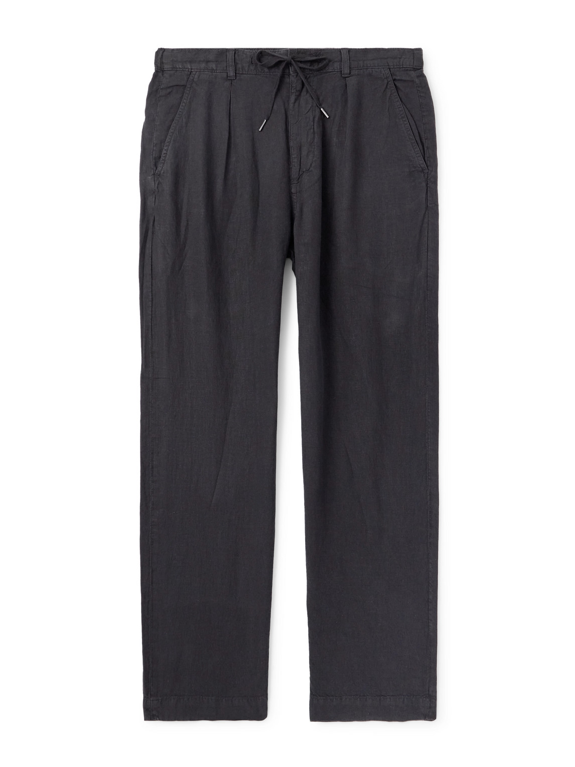 Polo Ralph Lauren Linen Drawstring Trousers In Black