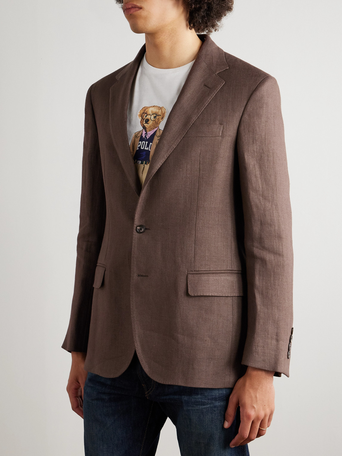 Polo Ralph Lauren Slim-fit Linen Blazer In Brown