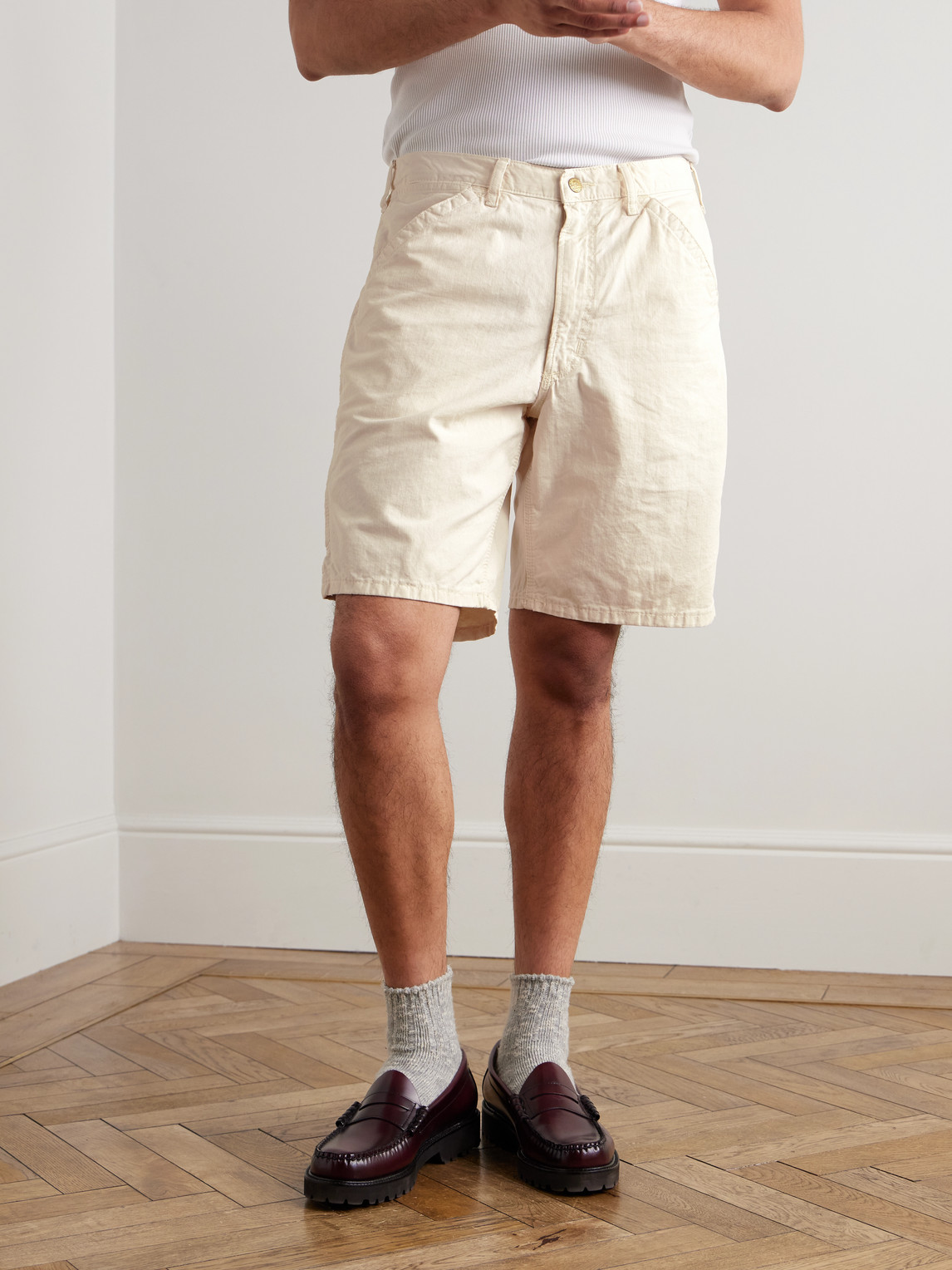 Polo Ralph Lauren Straight-leg Cotton-canvas Shorts In White