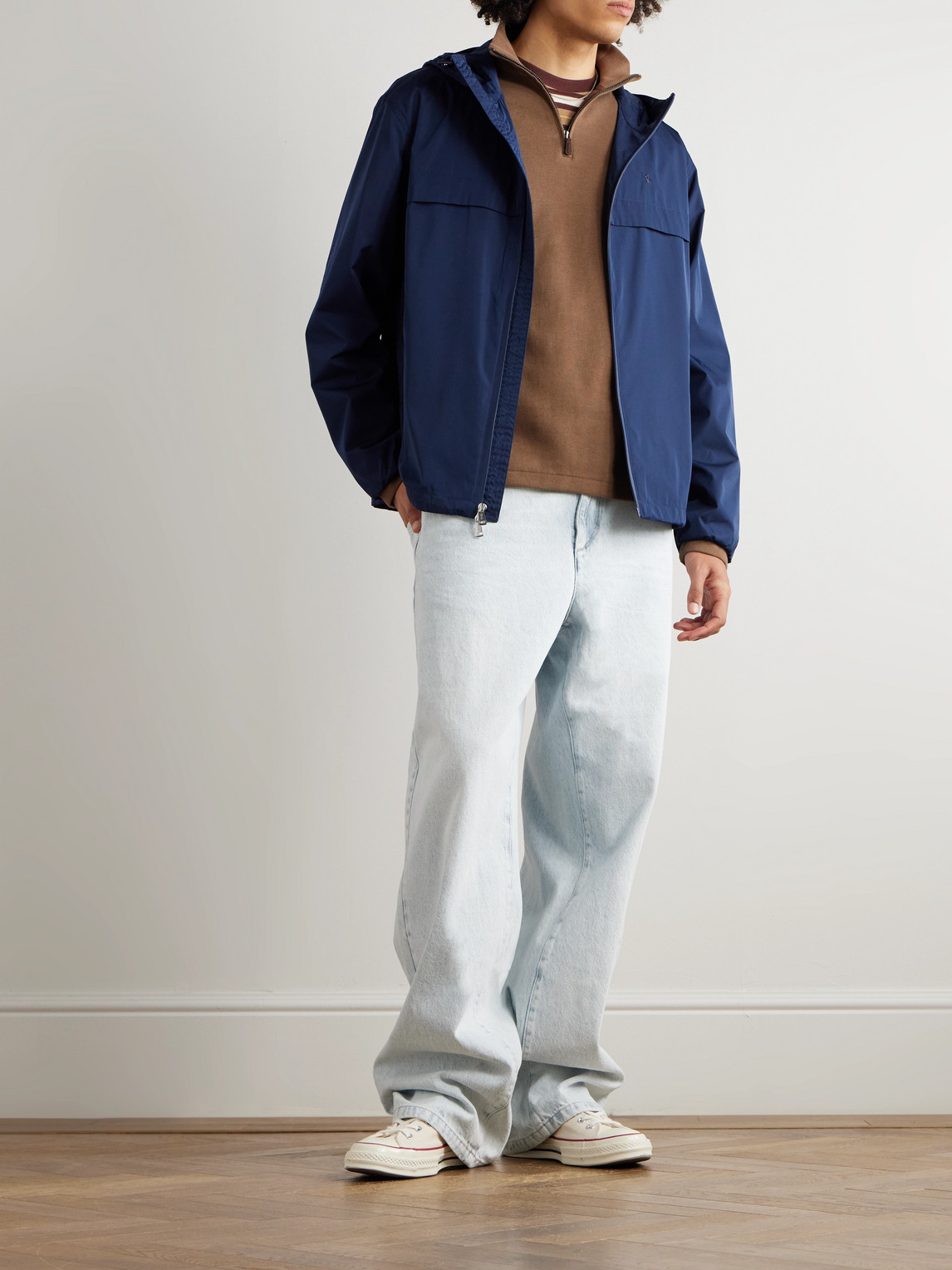 Polo Ralph Lauren Logo-embroidered Shell Hooded Jacket In Blue