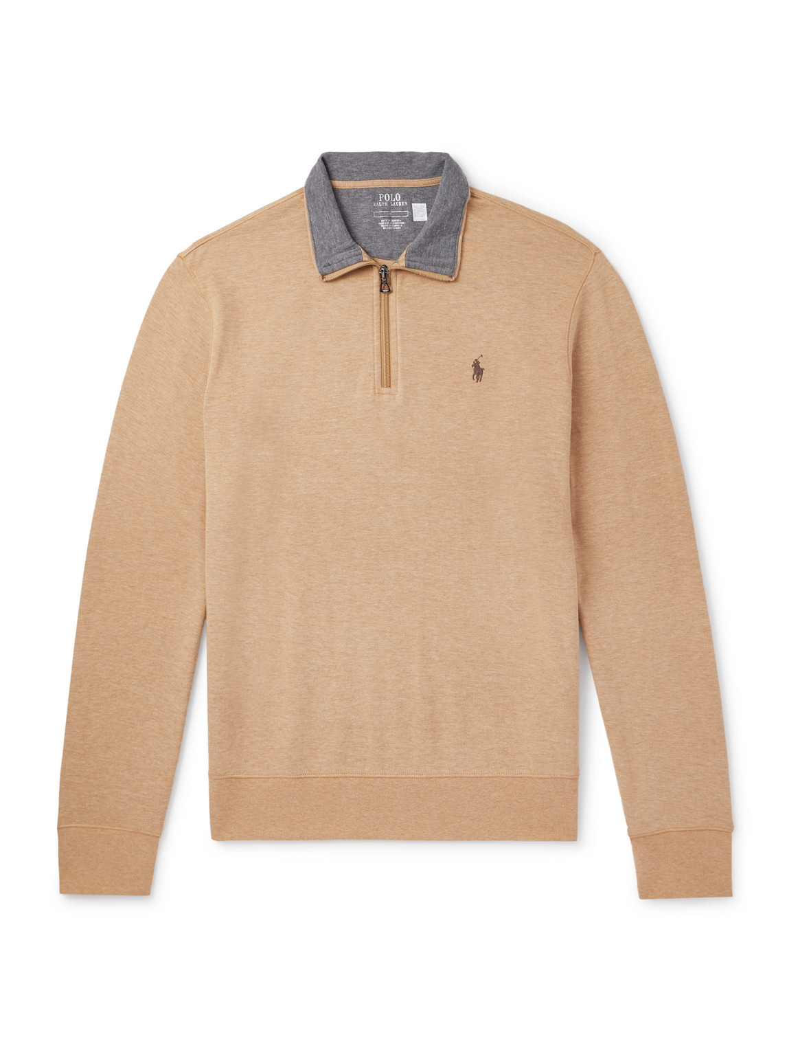 Polo Ralph Lauren Logo-embroidered Cotton-blend Jersey Half-zip Sweatshirt