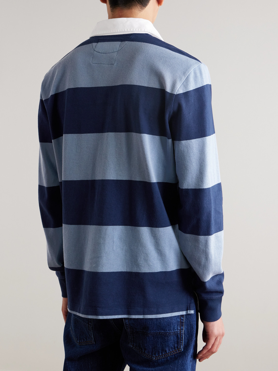 Polo Ralph Lauren Multicolor Polo Shirt With Logo Embroidery On The Front And All-over Striped Motif In Blue
