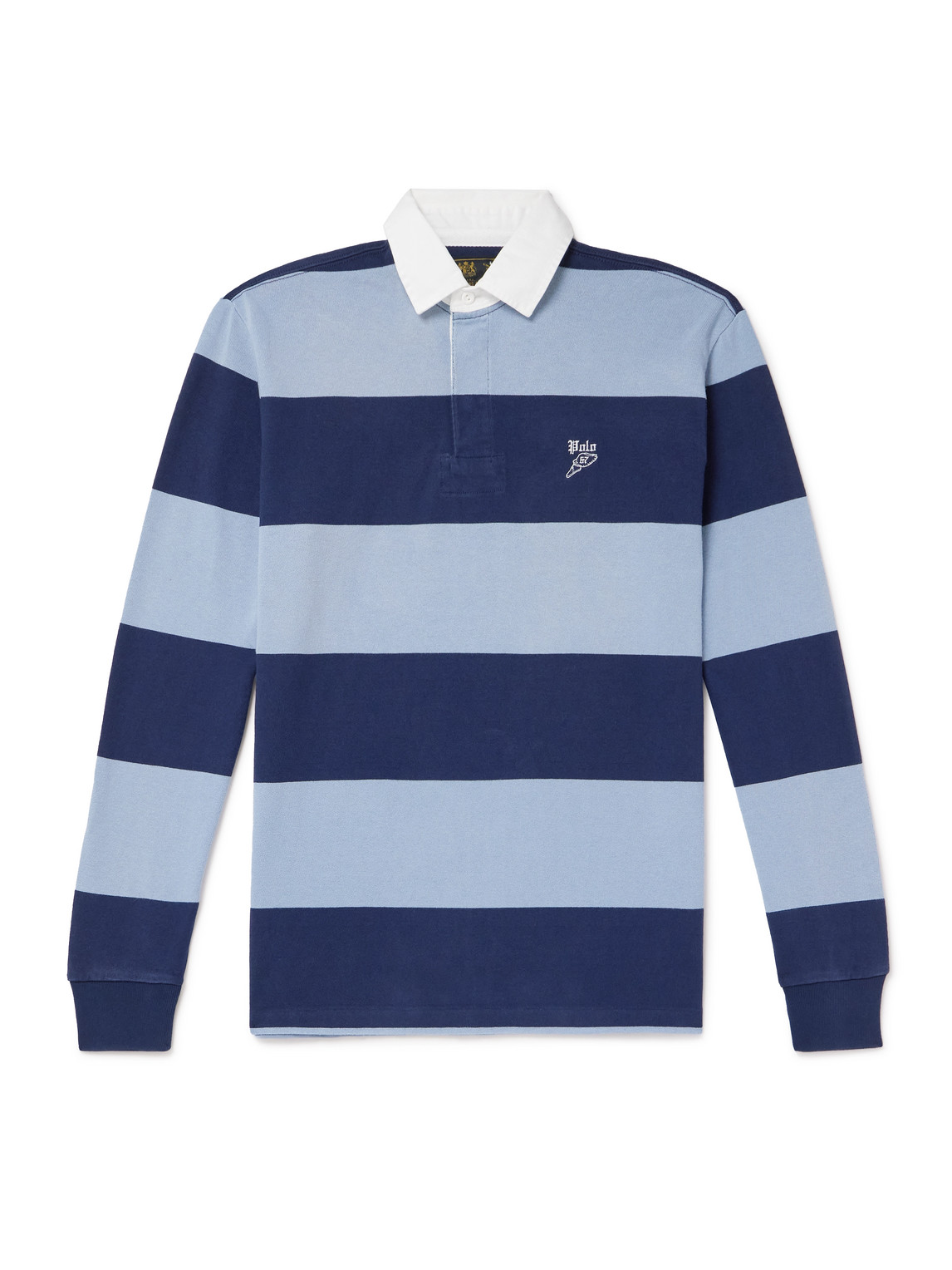 Polo Ralph Lauren Multicolor Polo Shirt With Logo Embroidery On The Front And All-over Striped Motif In Blue