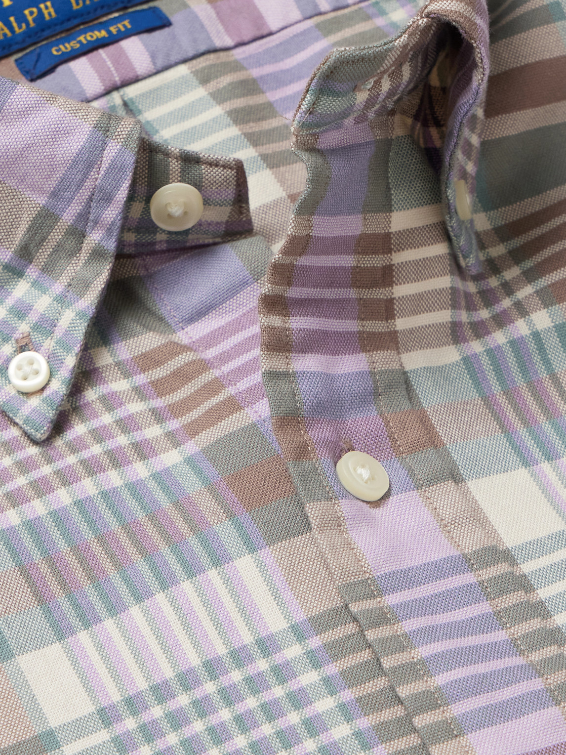 Polo Ralph Lauren Mens 6815 Khaki Green Multi Check-pattern Custom-fit Cotton Shirt In Brown