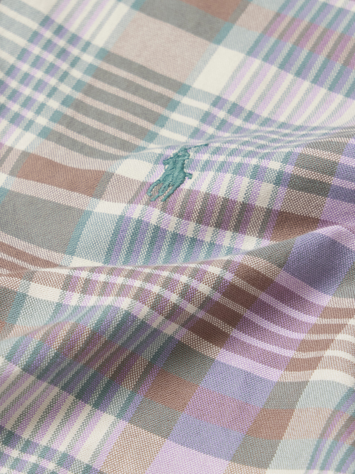 Polo Ralph Lauren Mens 6815 Khaki Green Multi Check-pattern Custom-fit Cotton Shirt In Brown