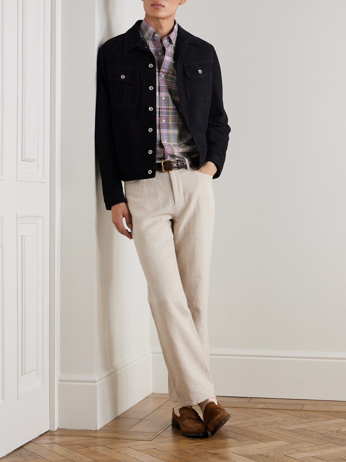 Polo Ralph Lauren Mens 6815 Khaki Green Multi Check-pattern Custom-fit Cotton Shirt In Brown