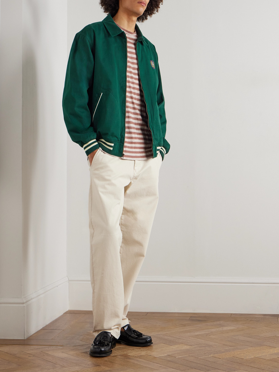 Polo Ralph Lauren Logo-appliquéd Cotton-twill Bomber Jacket In Green
