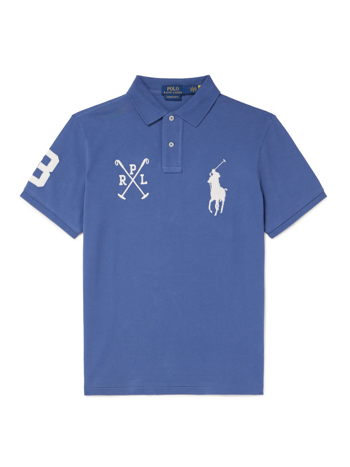 Polo Ralph Lauren Logo-embroidered Cotton-piqué Polo Shirt In Blue