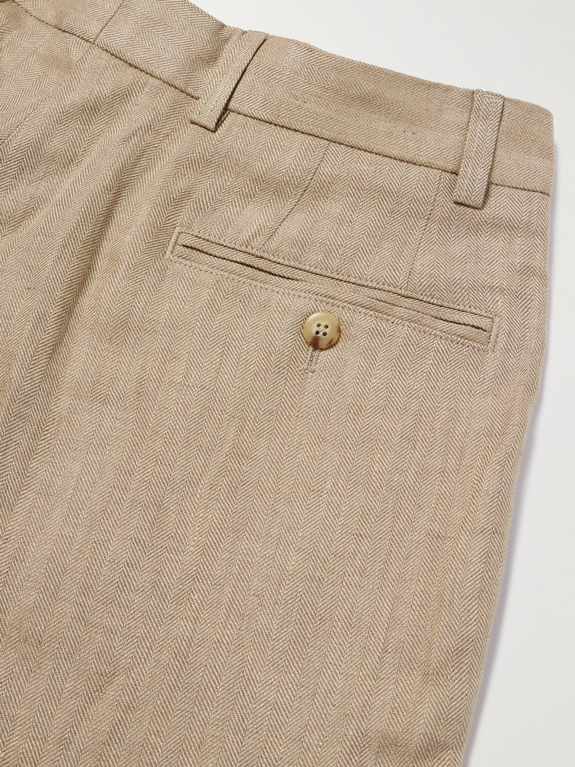 Polo Ralph Lauren Whitman Straight-leg Linen-blend Herringbone Trousers In Neutral