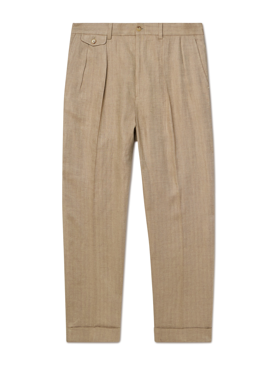 Polo Ralph Lauren Whitman Straight-leg Linen-blend Herringbone Trousers In Neutral