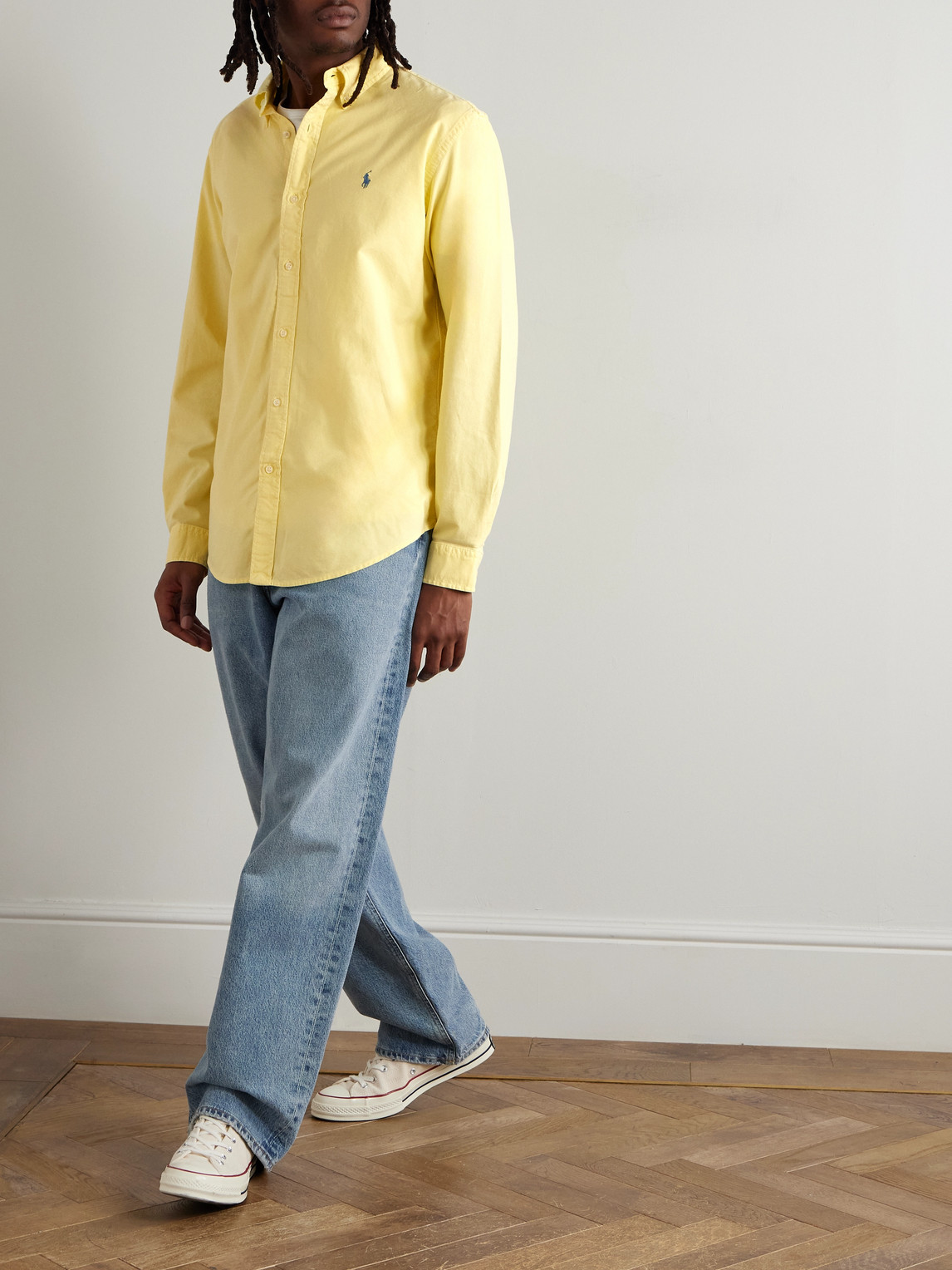 Polo Ralph Lauren Logo-embroidered Cotton Oxford Shirt In Yellow