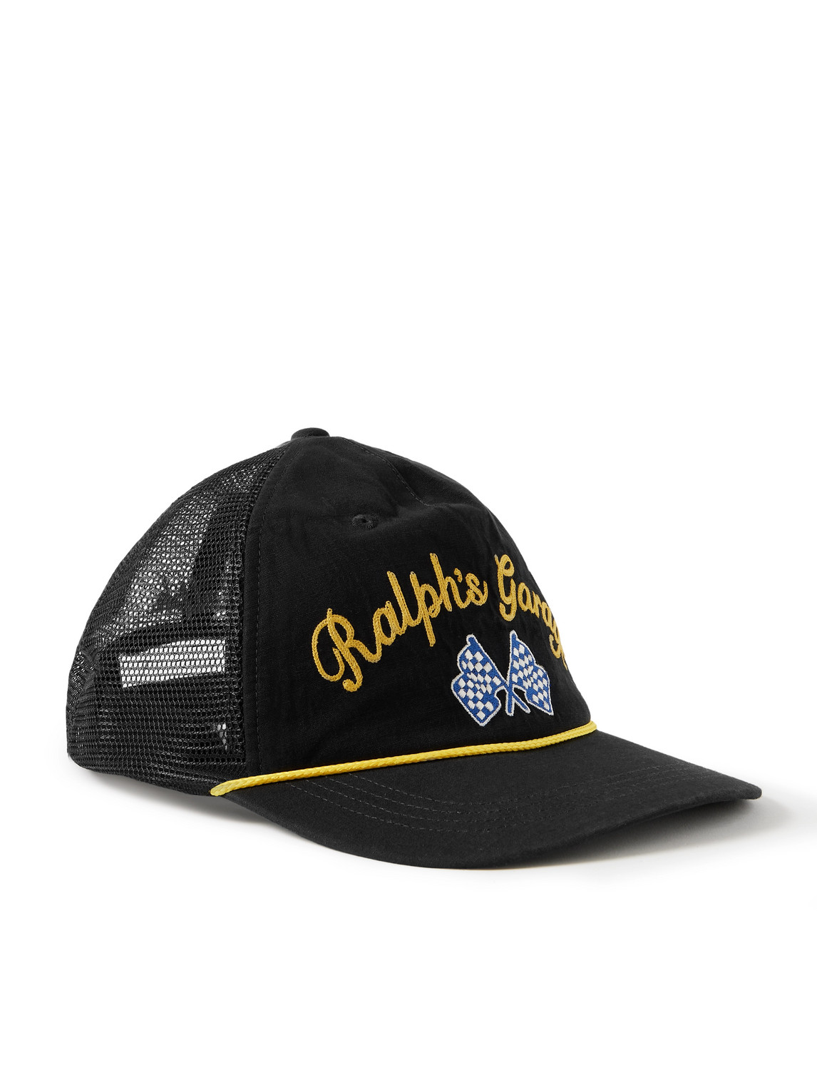 Polo Ralph Lauren Embroidered Appliquéd Cotton And Mesh Trucker Hat In Black