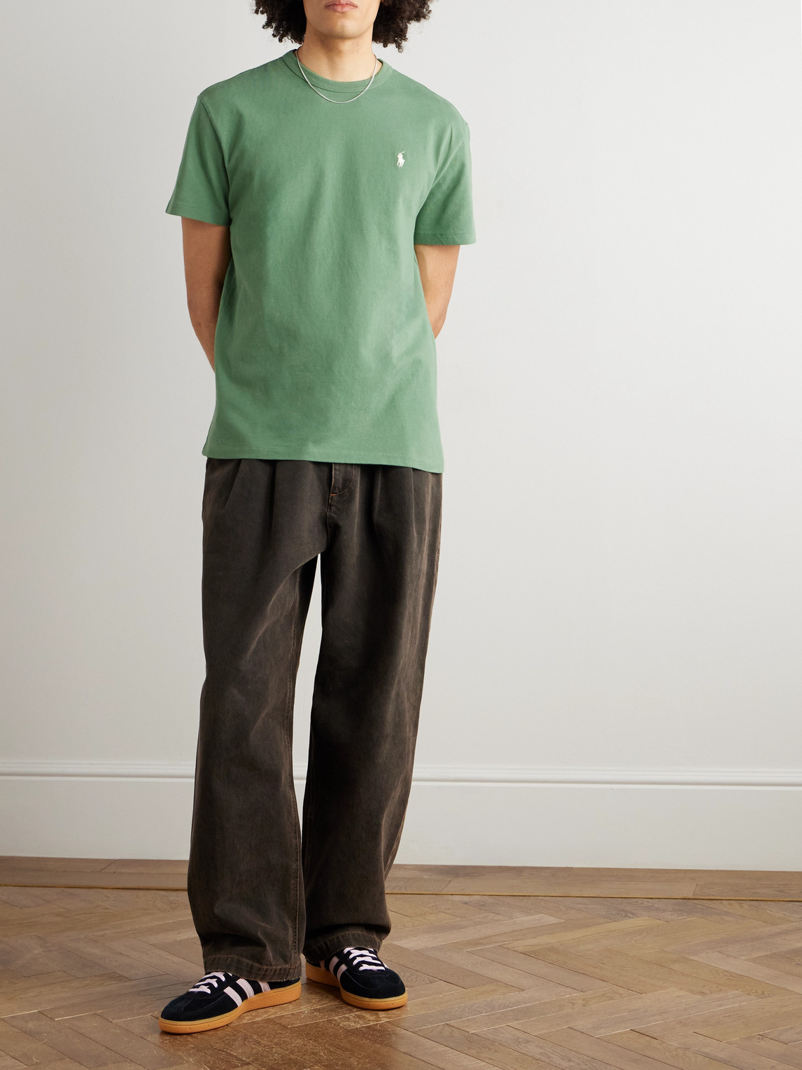 Polo Ralph Lauren Logo-embroidered Cotton-jersey T-shirt In Green