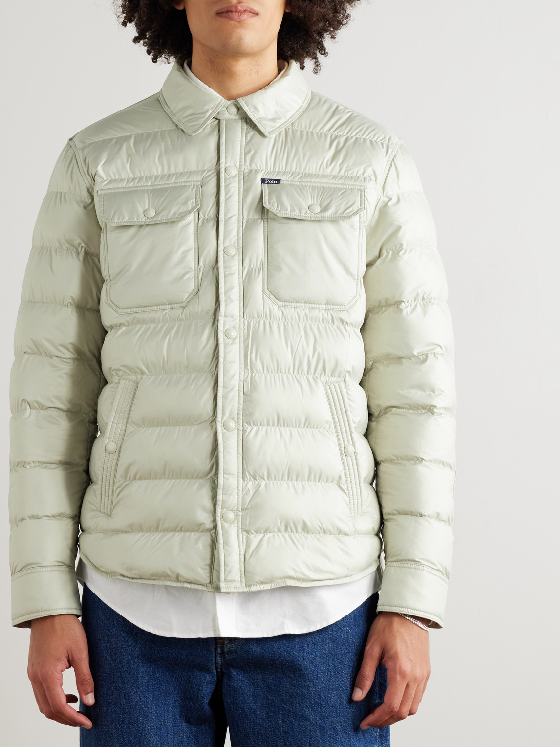 Polo Ralph Lauren Slim-fit Padded Quilted Shell Jacket In Neutral