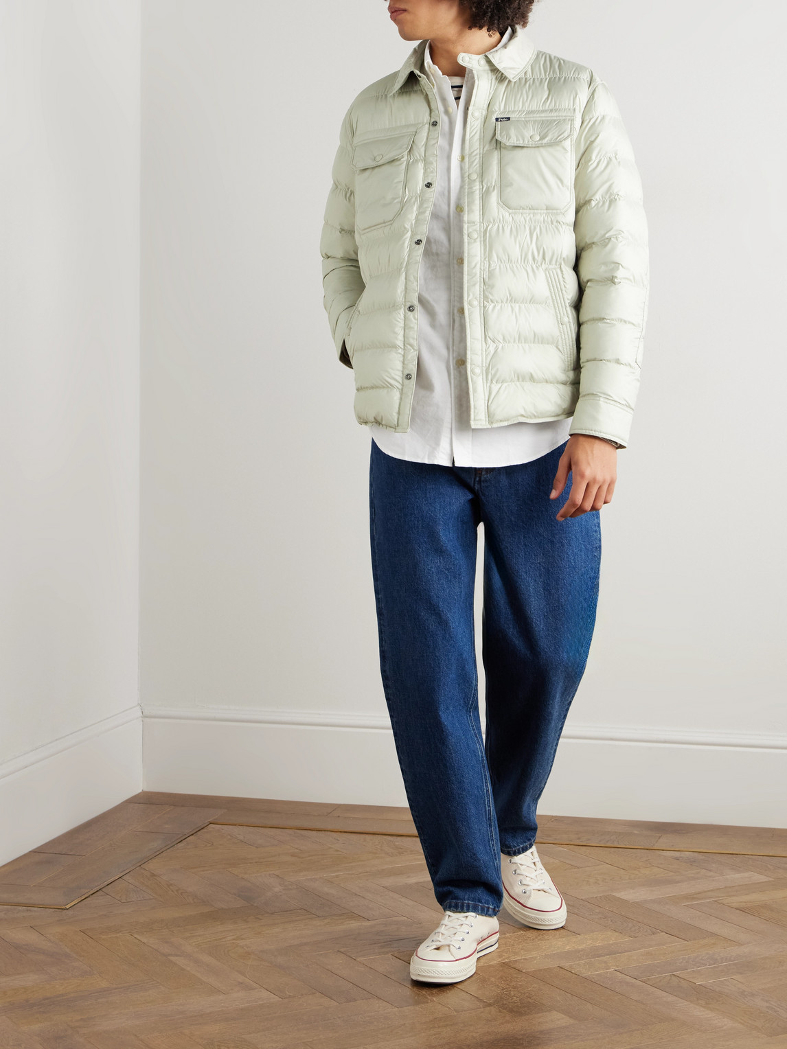 Polo Ralph Lauren Slim-fit Padded Quilted Shell Jacket In Neutral