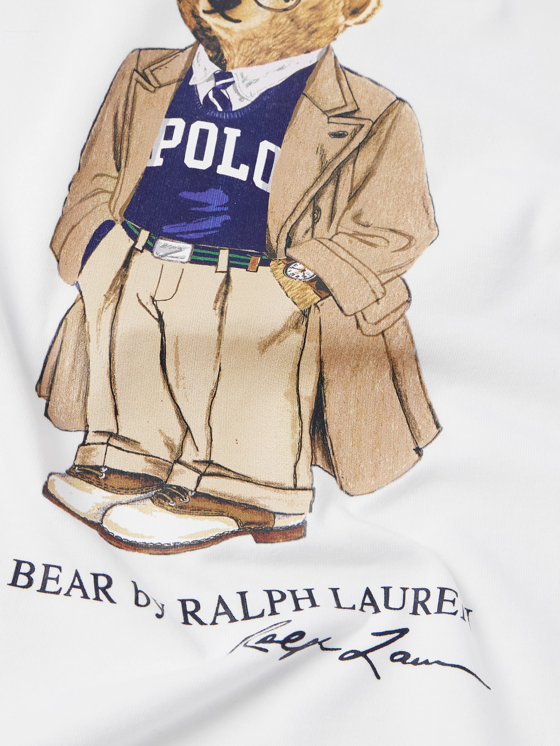 Polo Ralph Lauren White Polo Bear T-shirt Custom Slim-fit