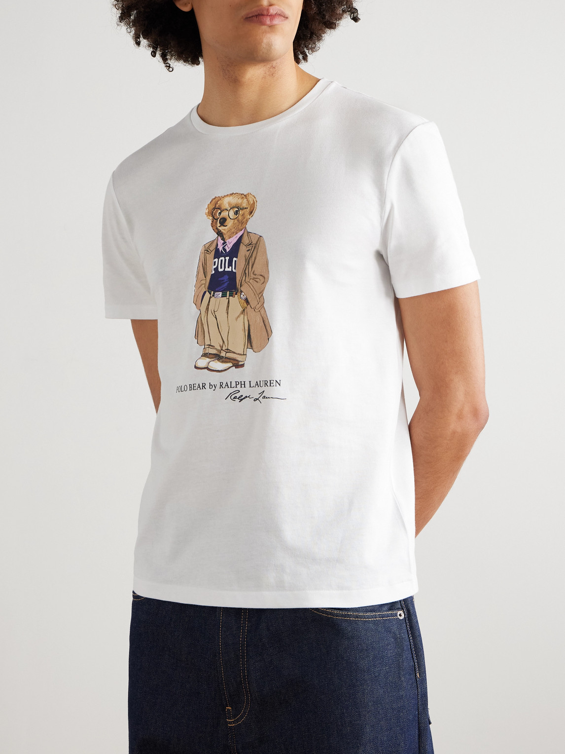 Polo Ralph Lauren White Polo Bear T-shirt Custom Slim-fit