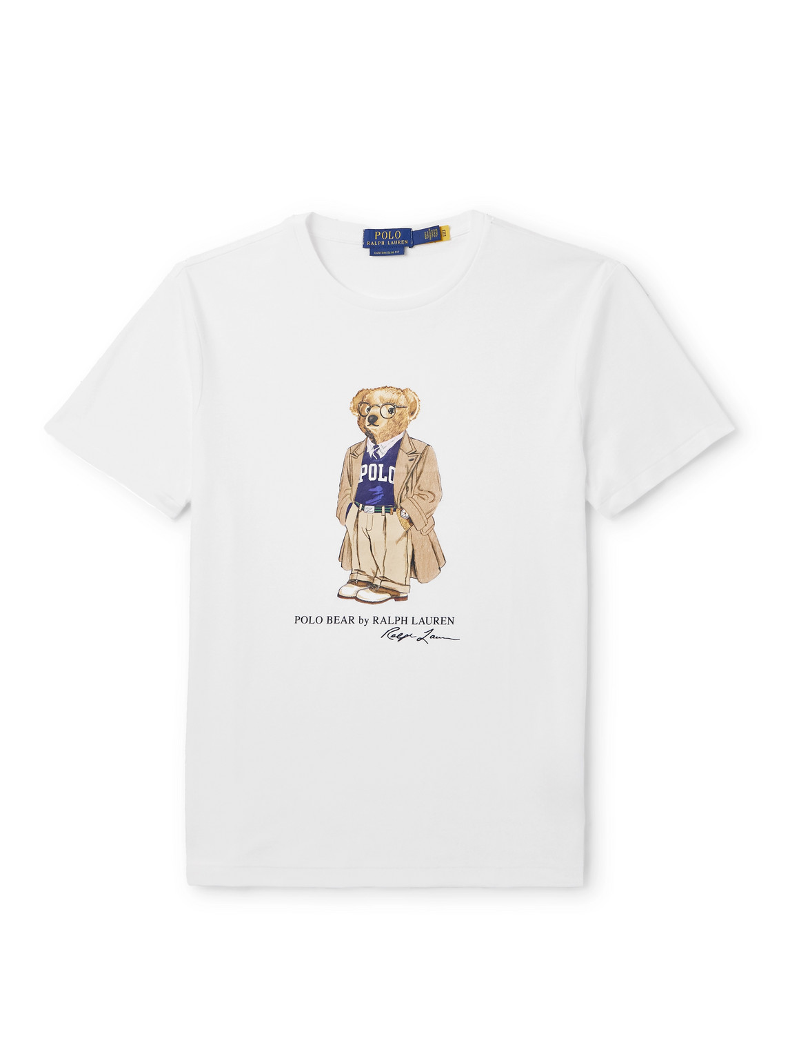 Polo Ralph Lauren White Polo Bear T-shirt Custom Slim-fit