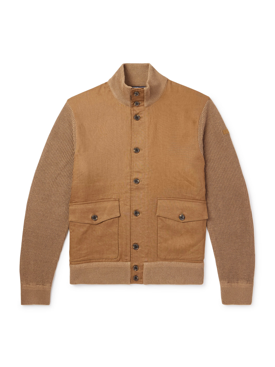 Polo Ralph Lauren Slim-fit Ribbed-knit Trimmed Linen Cardigan