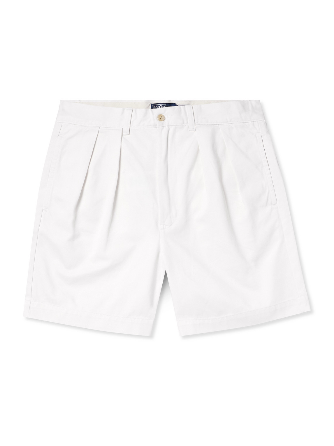 Polo Ralph Lauren Straight-leg Pleated Cotton-twill Shorts In White