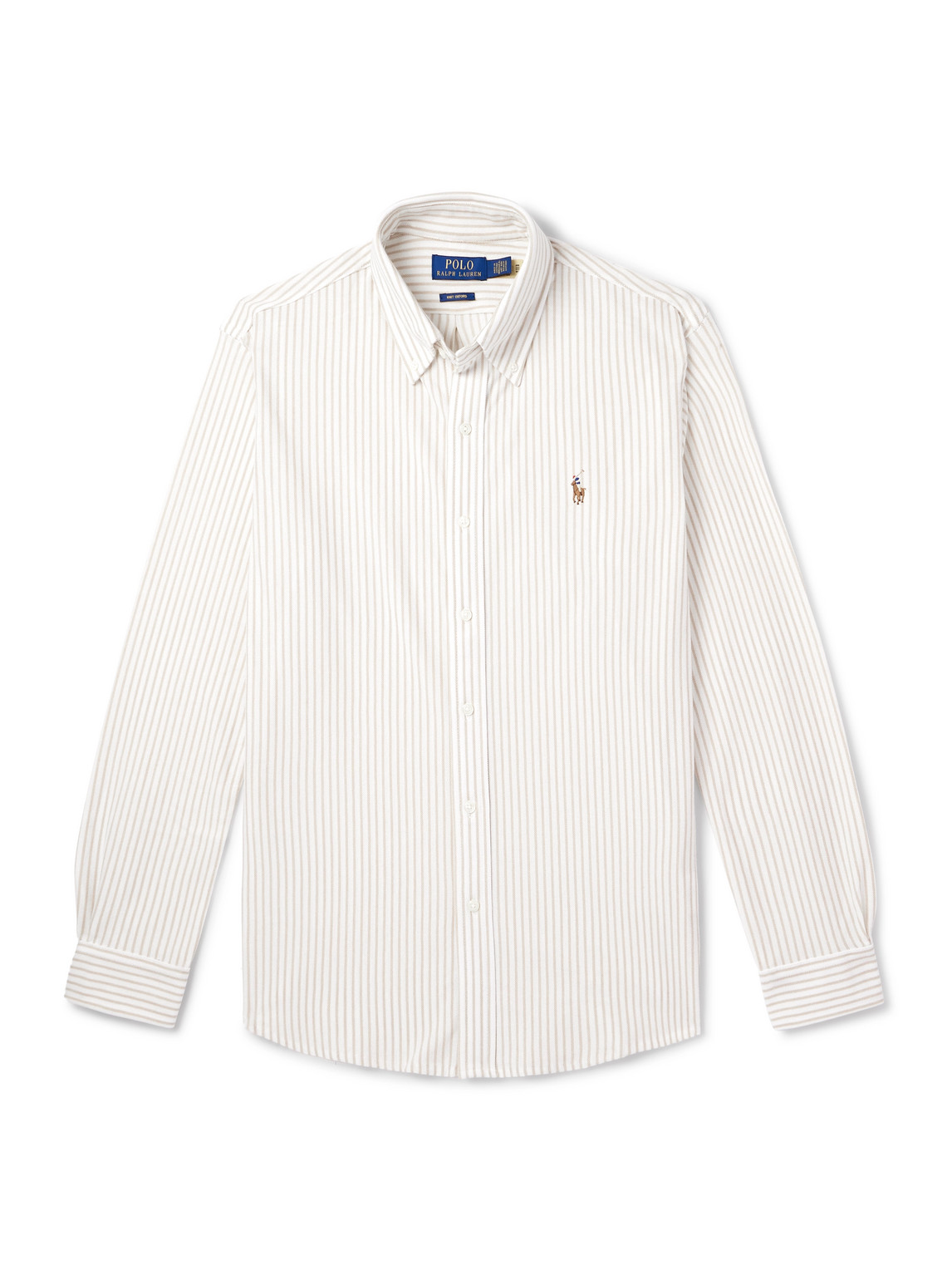 Polo Ralph Lauren Slim-fit Button-down Collar Logo-embroidered Striped Cotton Shirt In White
