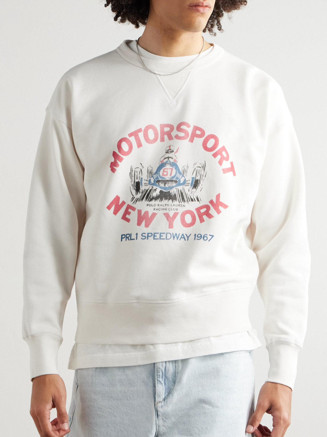 Polo Ralph Lauren Printed Cotton-blend Jersey Sweatshirt In Gray