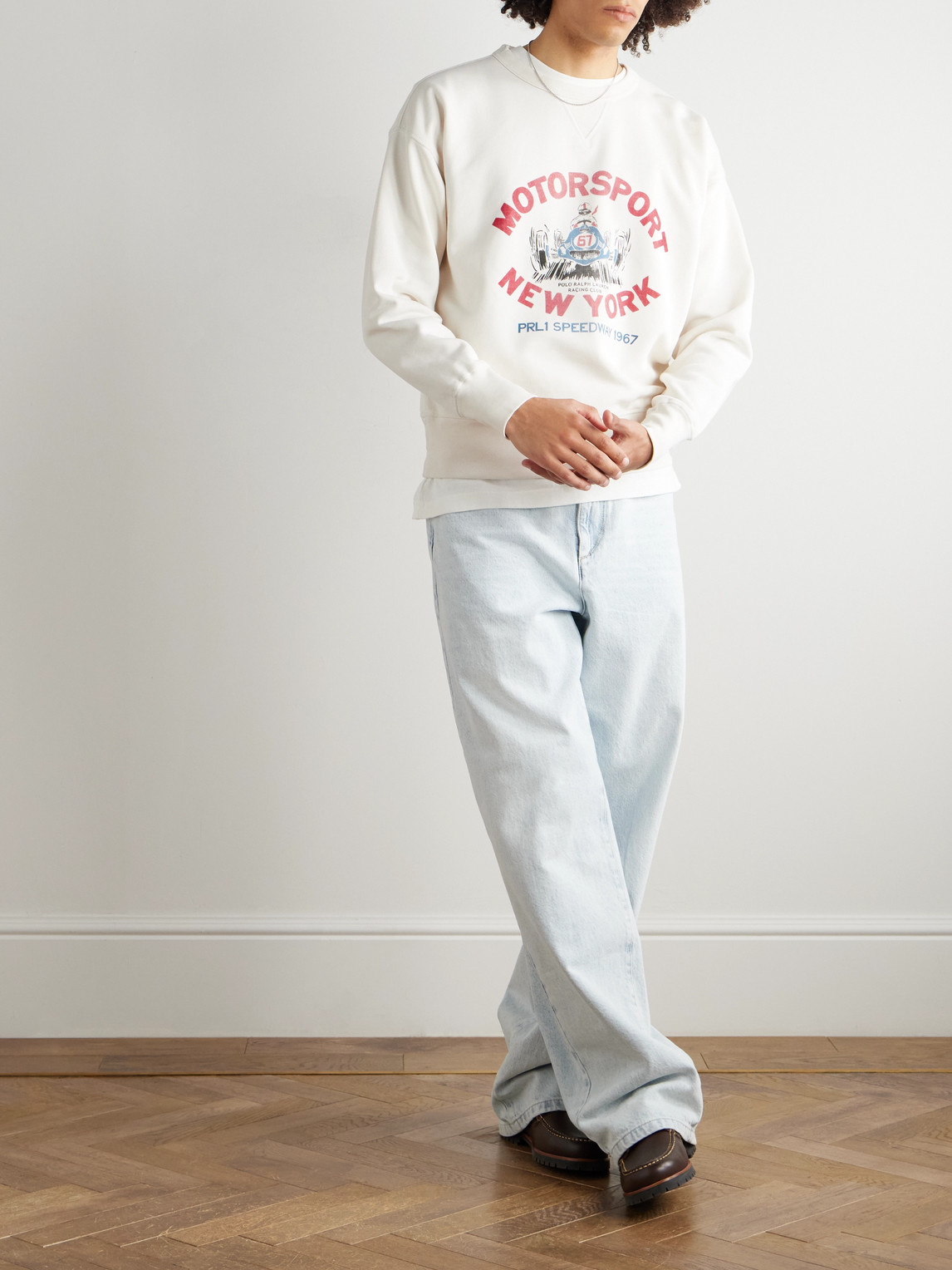 Polo Ralph Lauren Printed Cotton-blend Jersey Sweatshirt In Gray