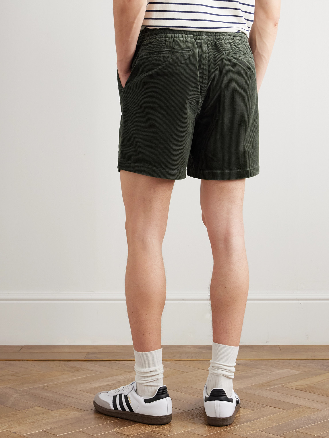 Polo Ralph Lauren Straight-leg Cotton-corduroy Drawstring Shorts In Green