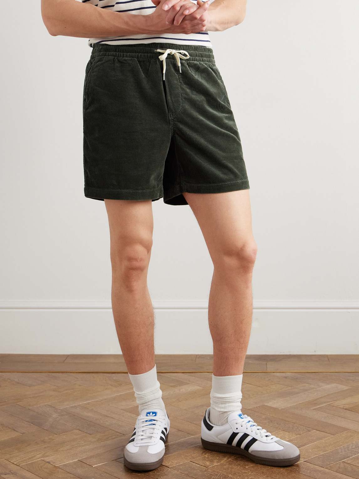Polo Ralph Lauren Straight-leg Cotton-corduroy Drawstring Shorts In Green