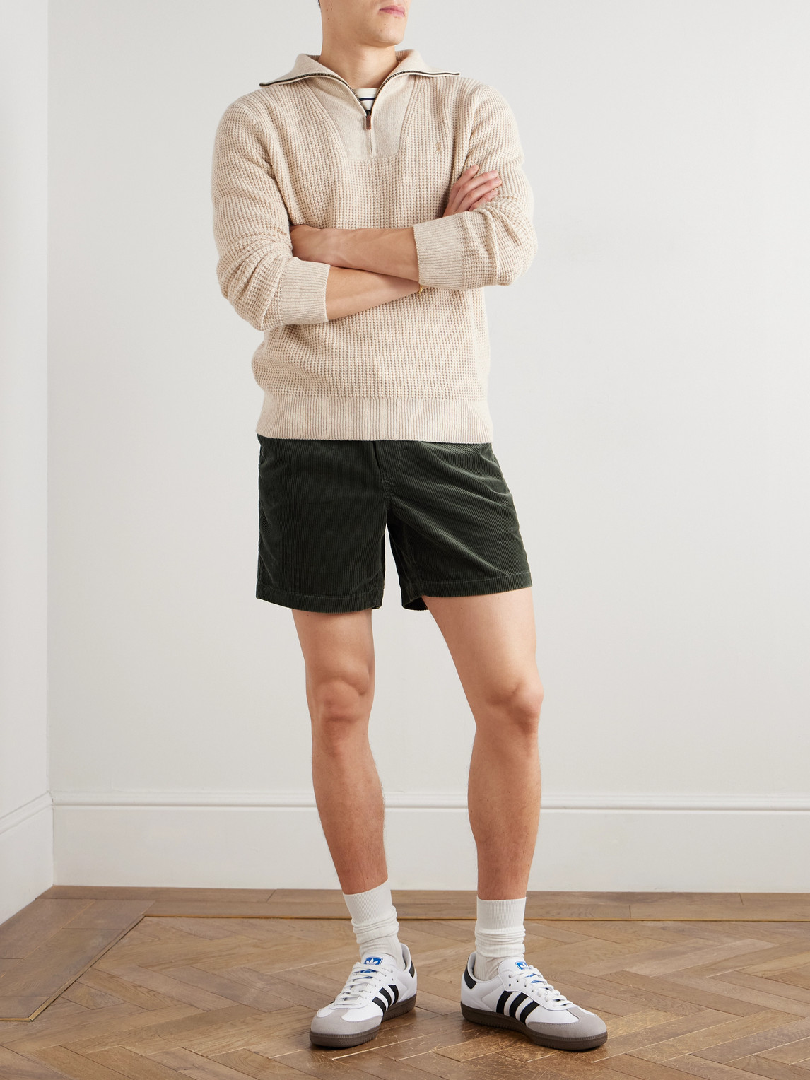 Polo Ralph Lauren Straight-leg Cotton-corduroy Drawstring Shorts In Green
