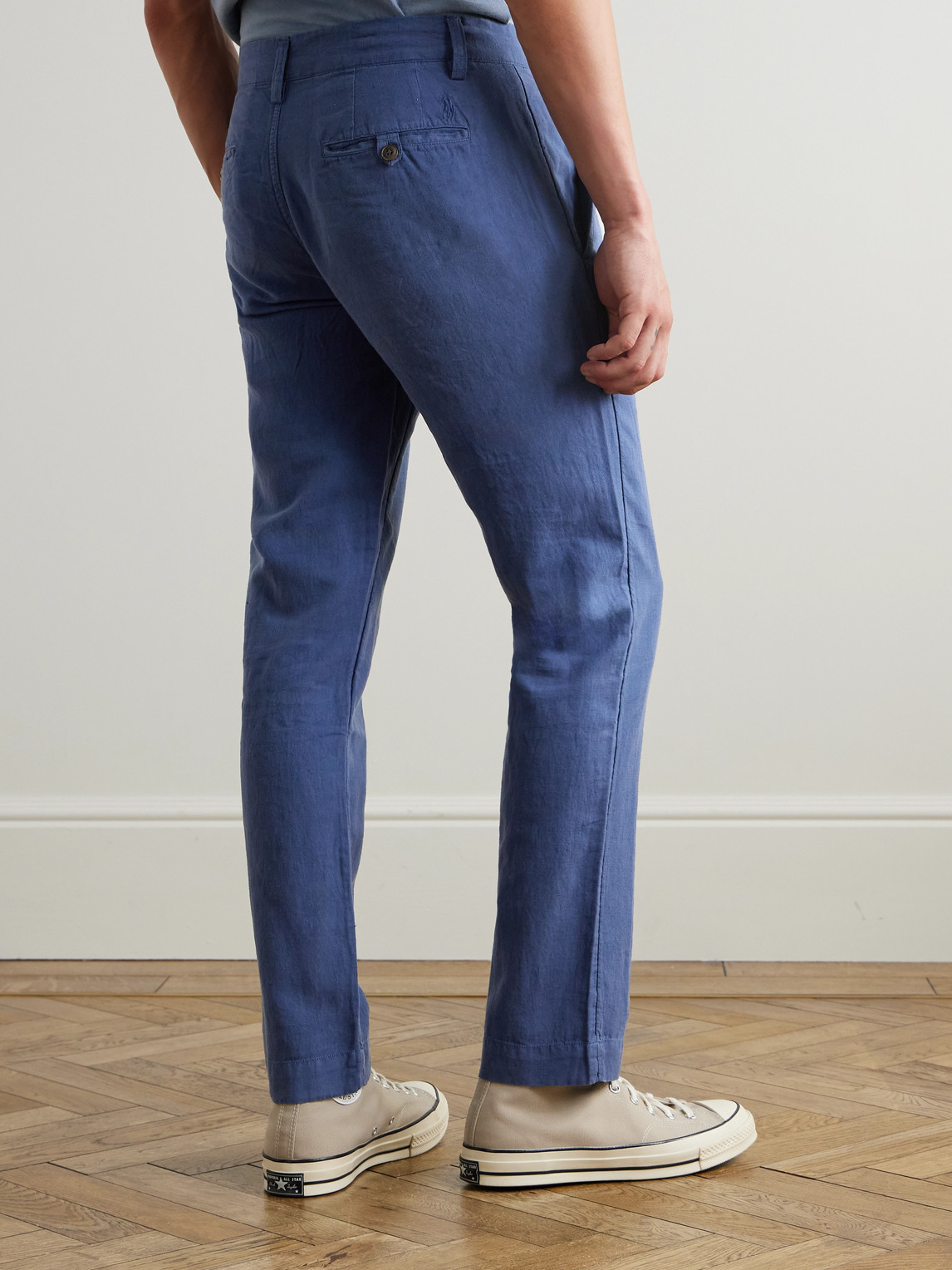 Polo Ralph Lauren Straight-leg Linen And Cotton-blend Trousers In Blue