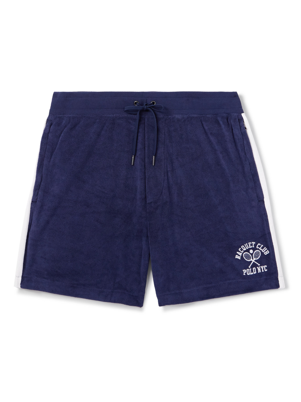 Polo Ralph Lauren Straight-leg Logo-embroidered Striped Cotton-blend Terry Shorts