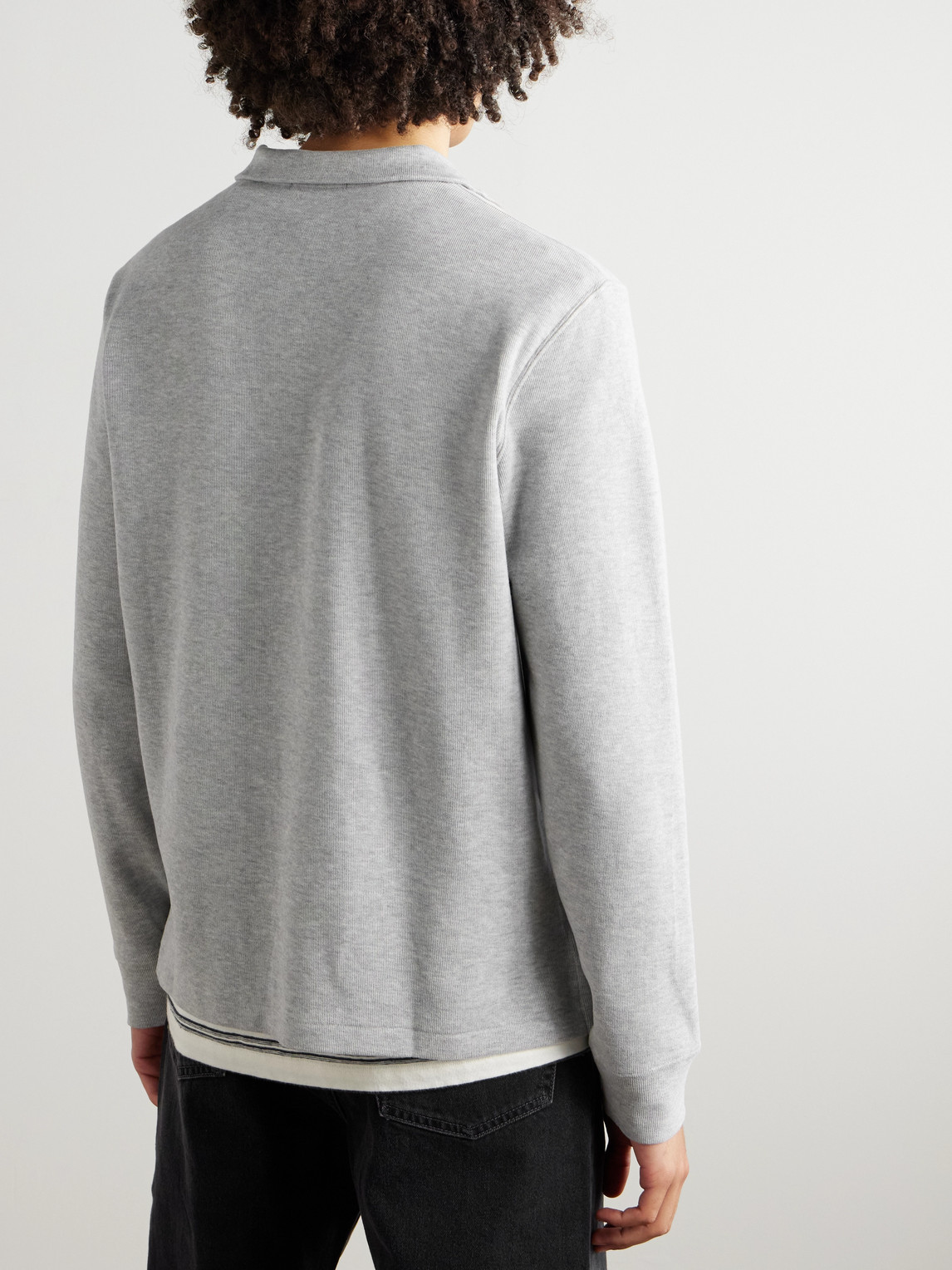 Polo Ralph Lauren Logo-embroidered Cotton-jersey Half-zip Sweatshirt In Gray