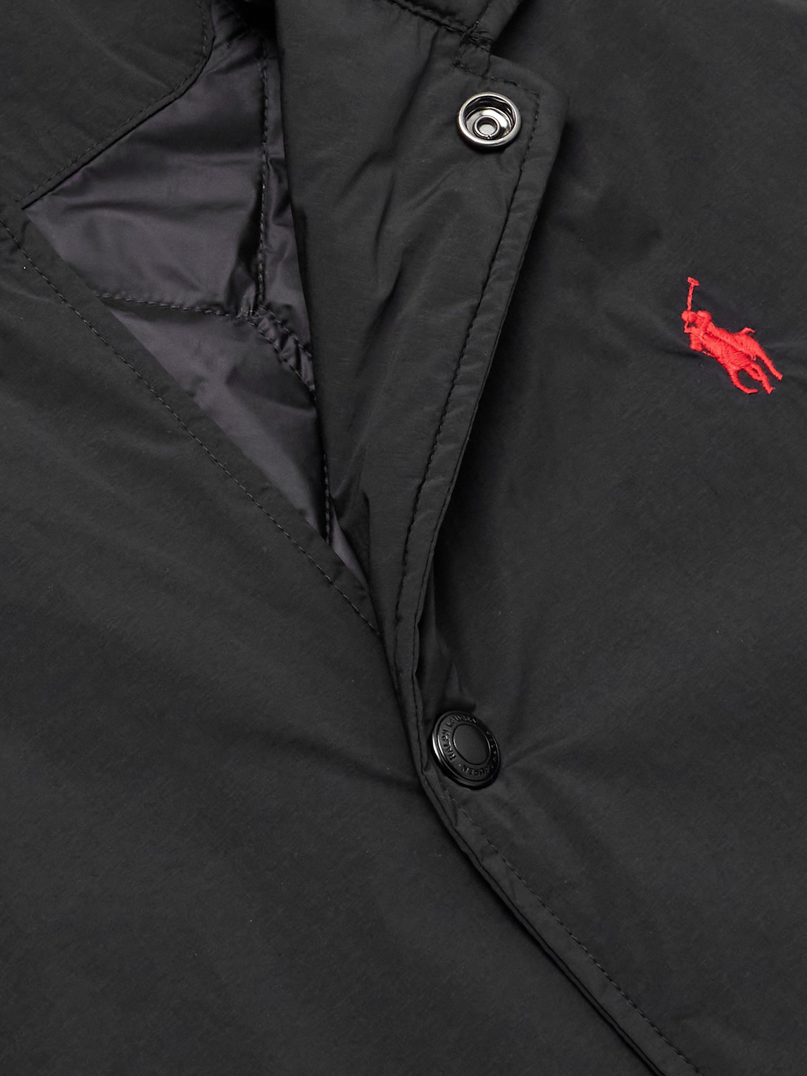 Polo Ralph Lauren Teak Logo-embroidered Padded Shell Jacket In Black