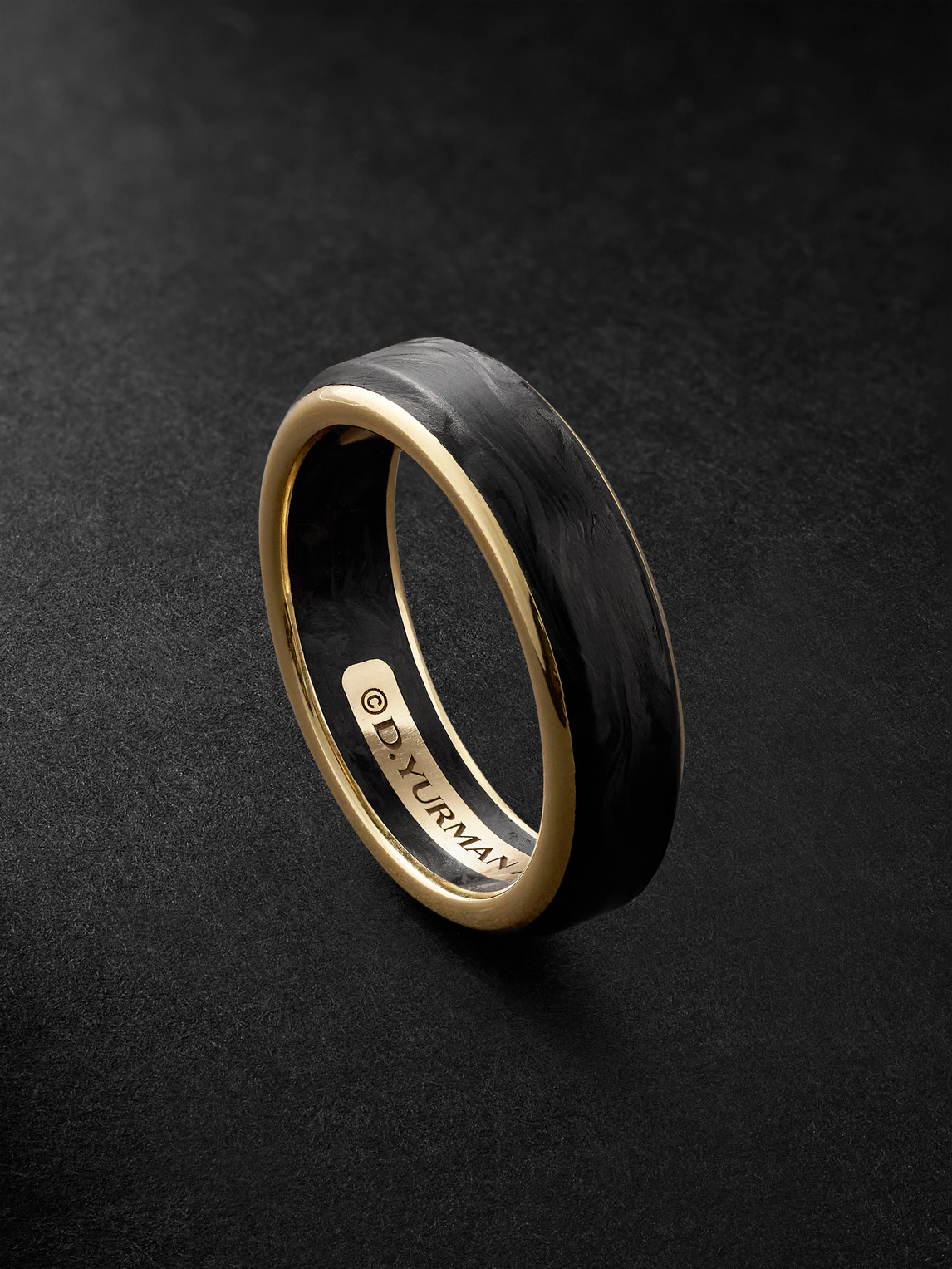David Yurman Streamline® 18-karat Gold And Forged Carbon Ring In Black