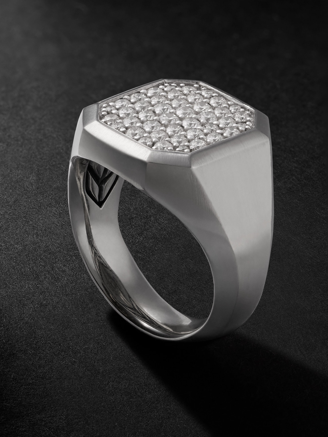 David Yurman Streamline® Sterling Silver Diamond Signet Ring In Metallic