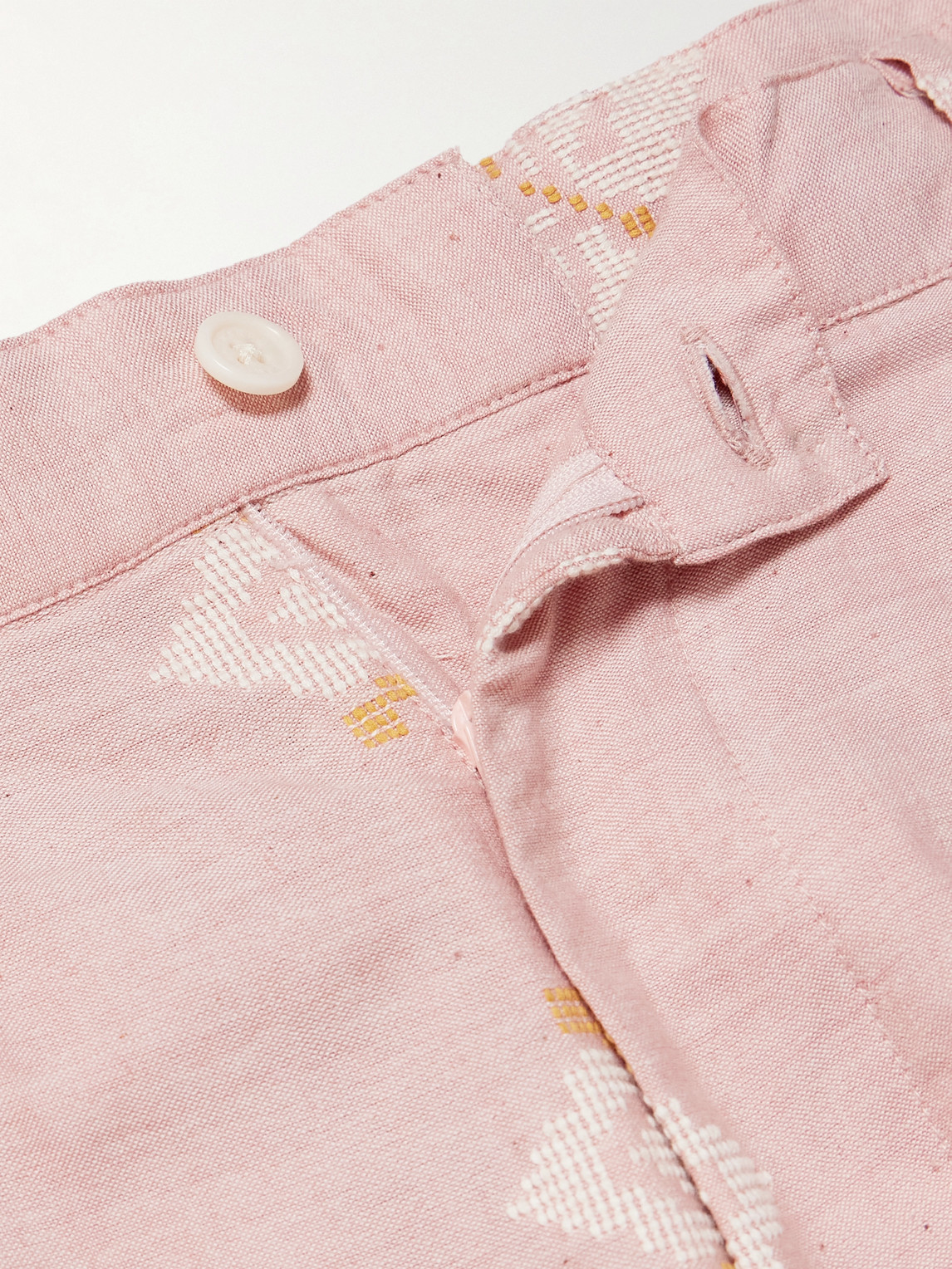 Kardo Straight-leg Embroidered Pleated Cotton Shorts In Pink