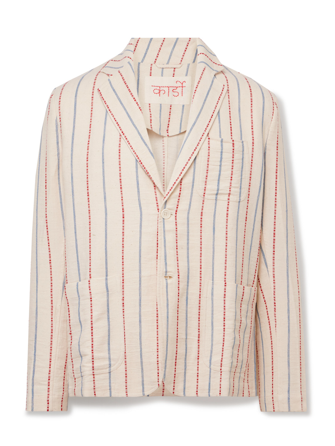 Kardo Unstructured Striped Cotton-canvas Suit Jacket