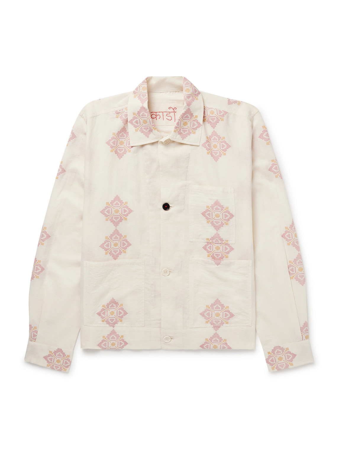 Kardo Cotton-jacquard Jacket In Neutral