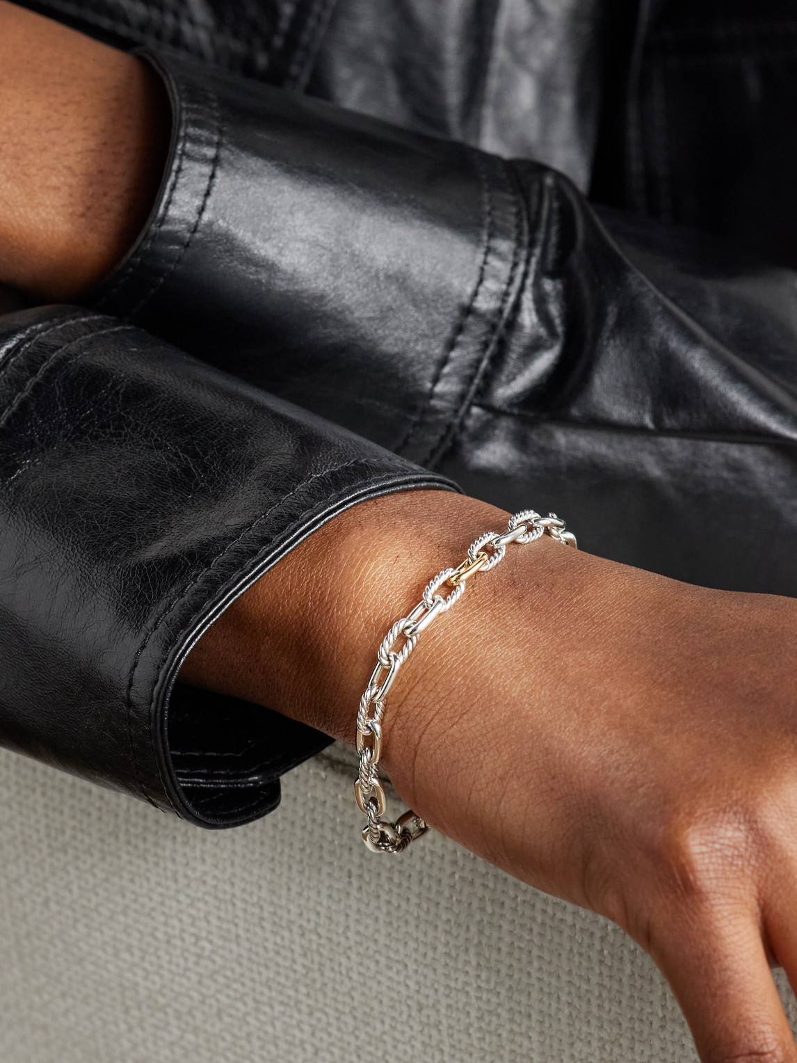 David Yurman Madison Sterling Silver And 18-karat Gold Chain Bracelet In Silver