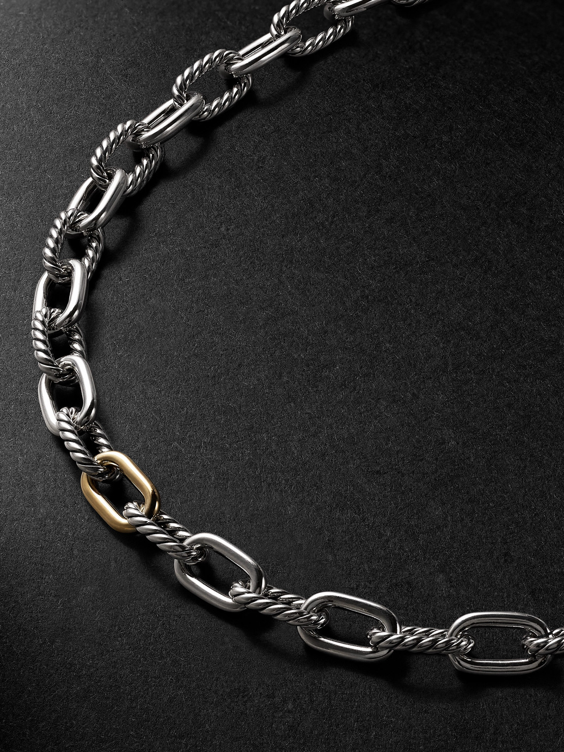 David Yurman Madison Sterling Silver And 18-karat Gold Chain Necklace In Silver