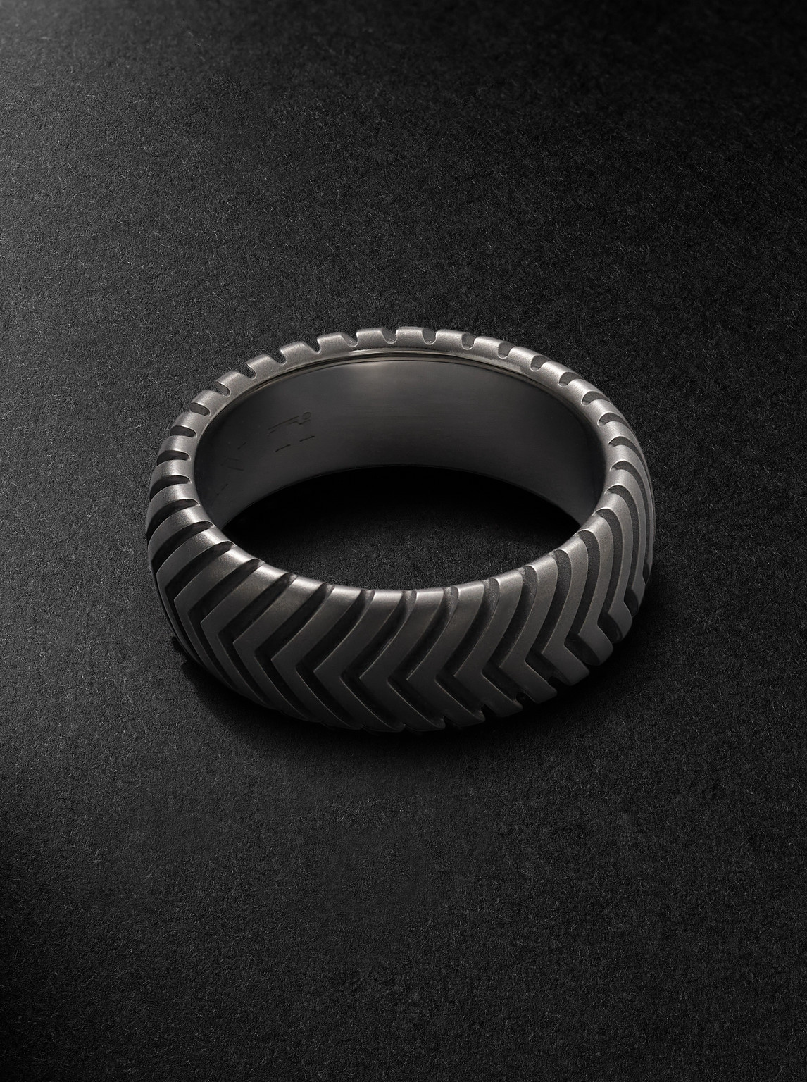 David Yurman Chevron Titanium Ring In Black