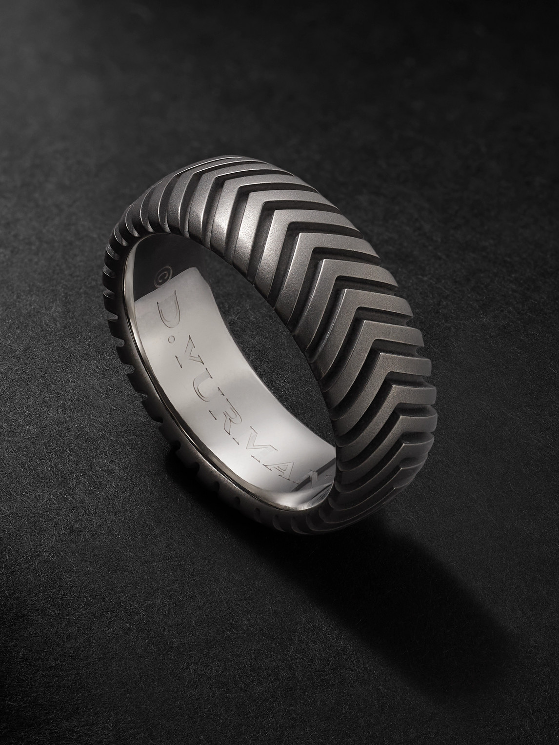 David Yurman Chevron Titanium Ring In Black