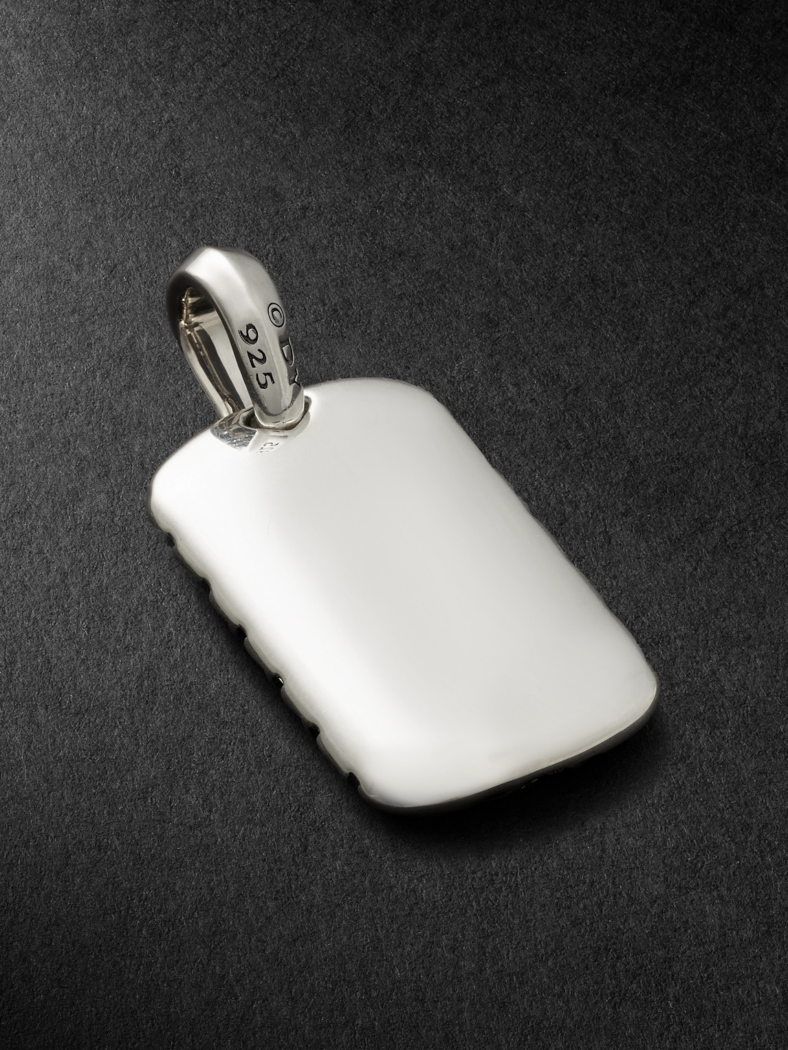 David Yurman Chevron Tag Sterling Silver Diamond Pendant