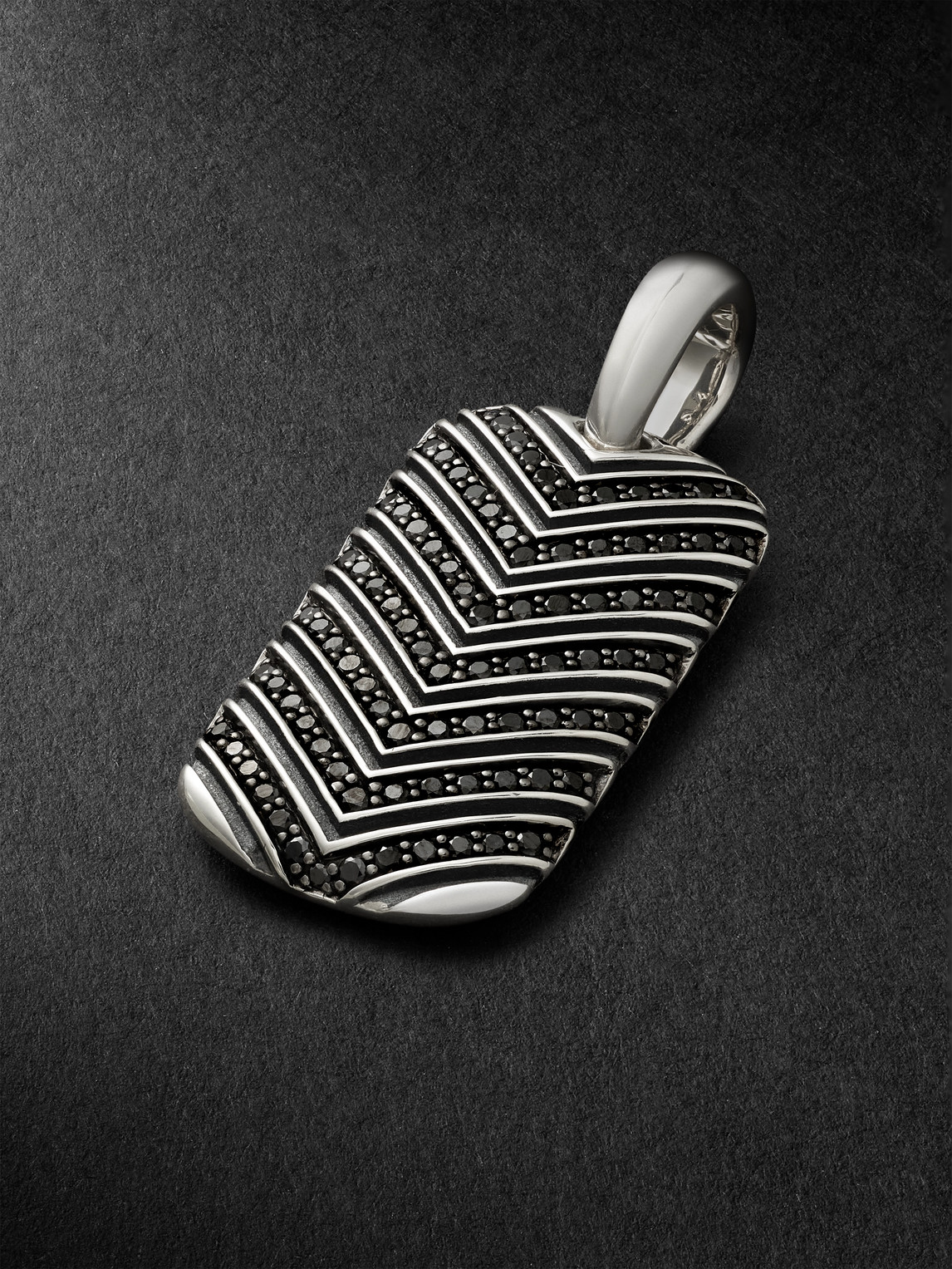 David Yurman Chevron Tag Sterling Silver Diamond Pendant - Men