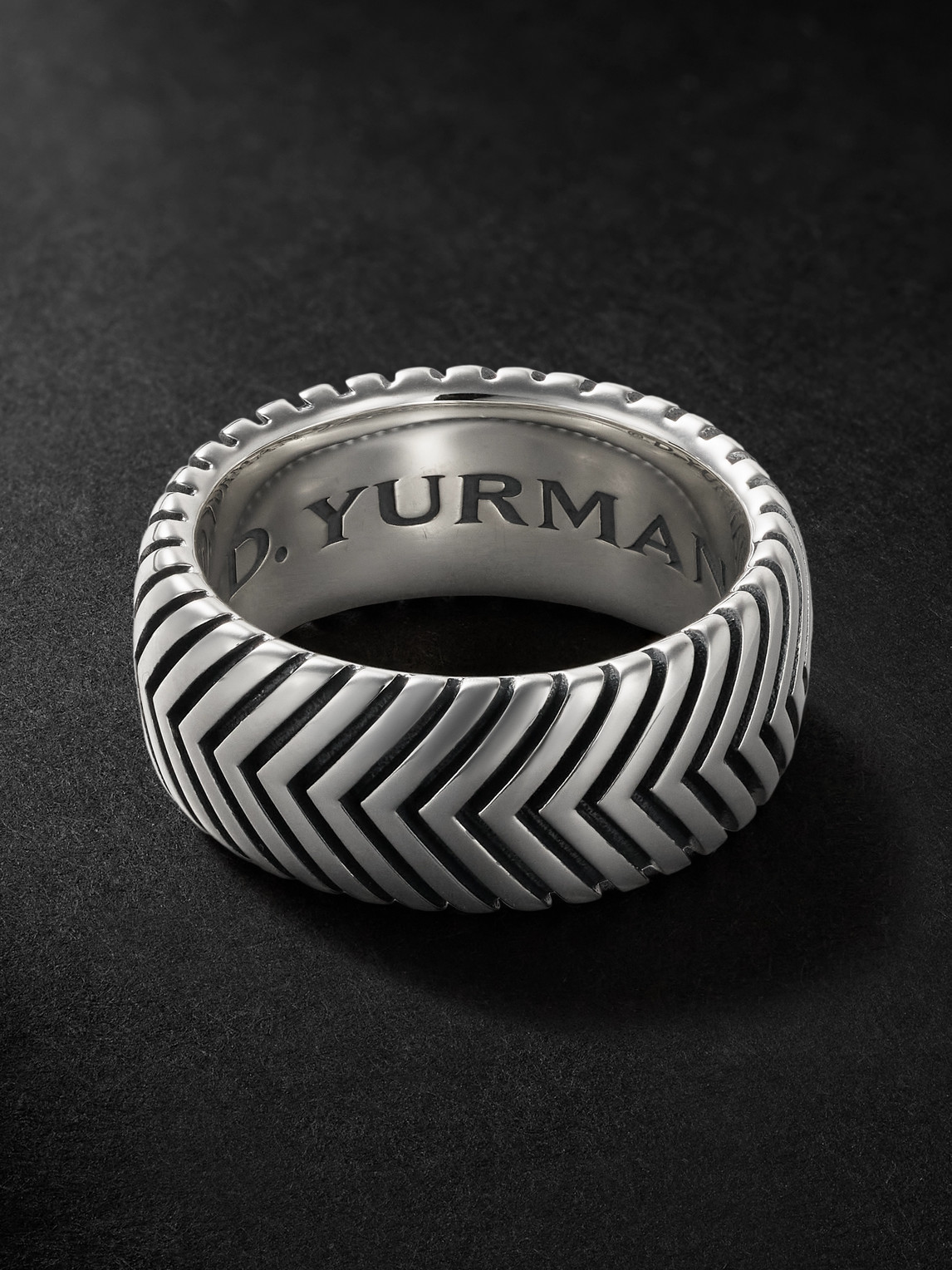 David Yurman Chevron Sterling Silver Ring In Silver