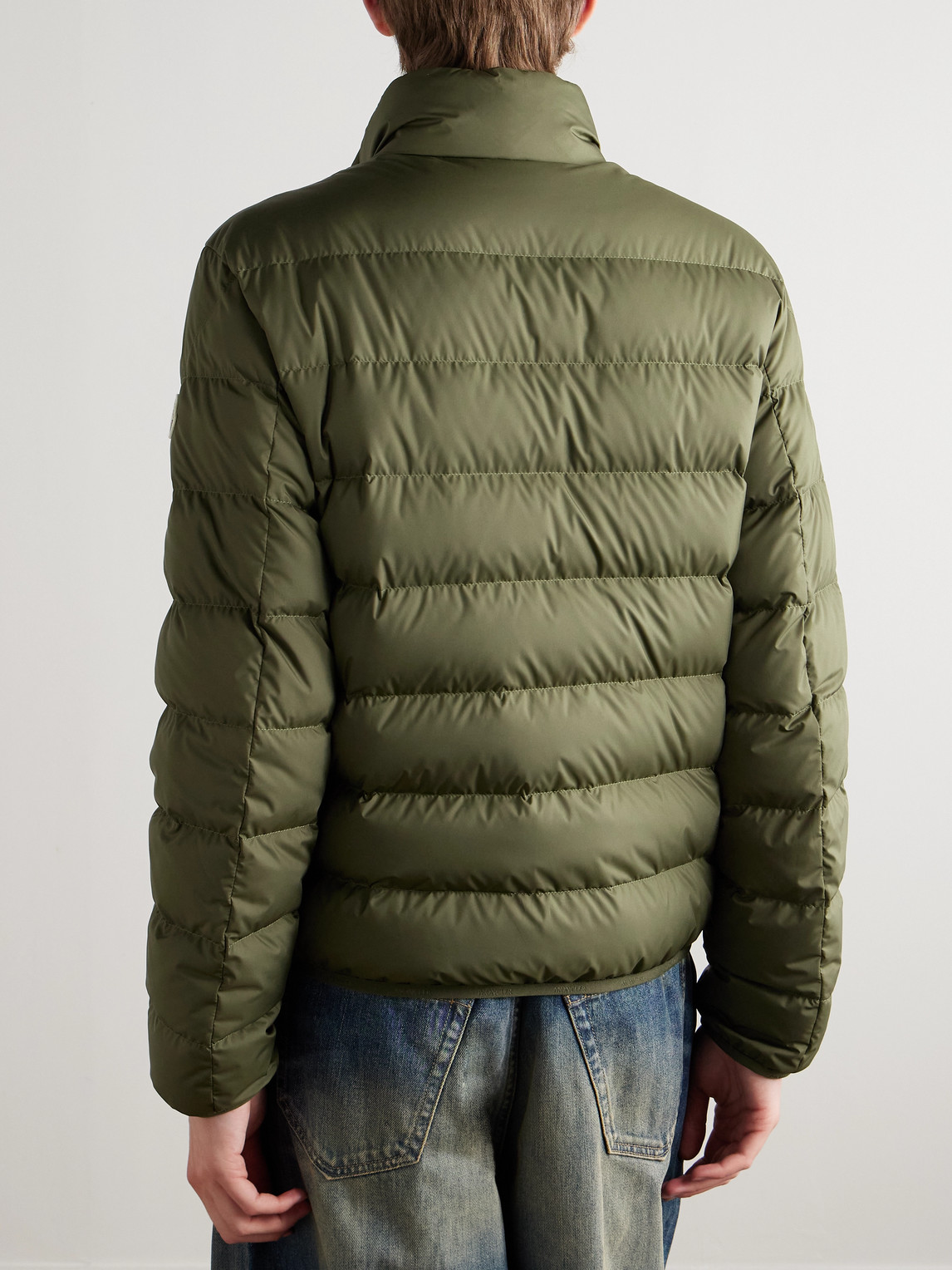 Moncler Collar Puffer Quilted Pockets Coat In Green
