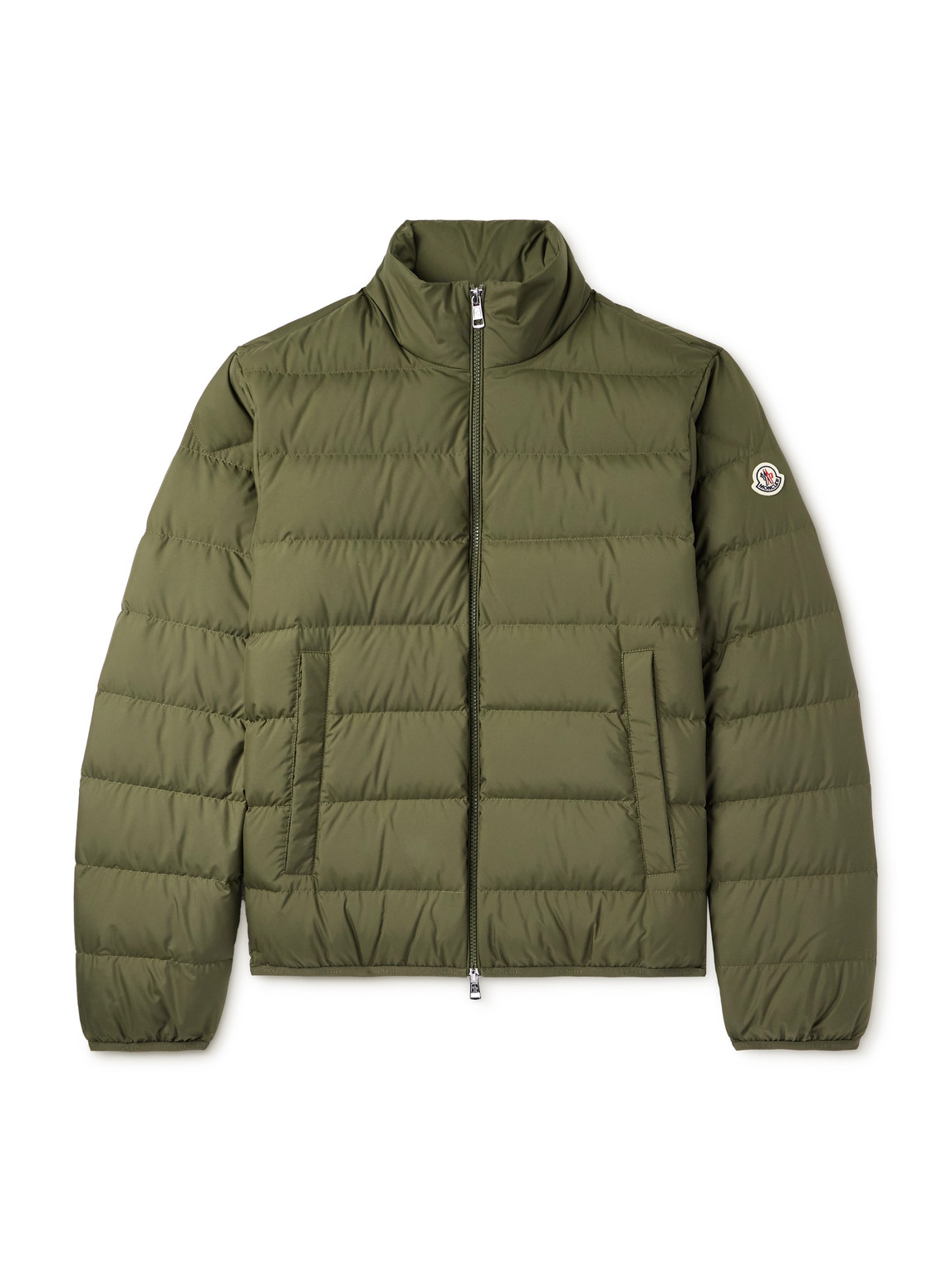Moncler Collar Puffer Quilted Pockets Coat In Green