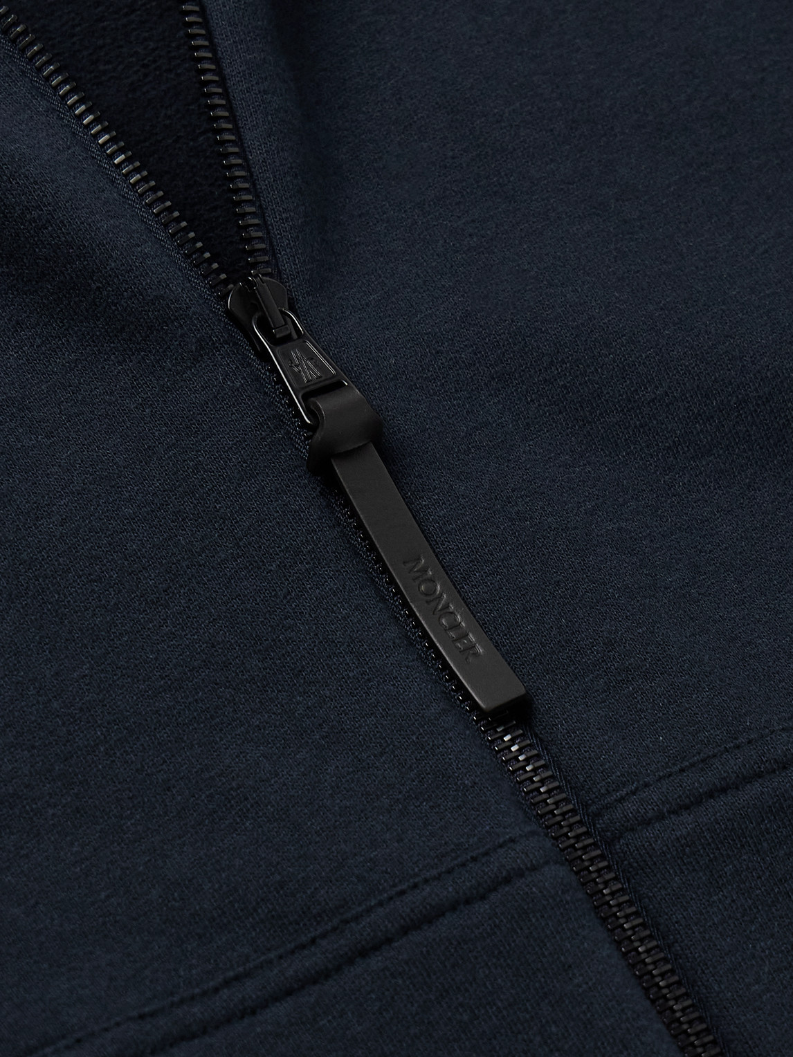 Moncler Logo-appliquéd Cotton And Cashmere-blend Jersey Track Jacket In Blue