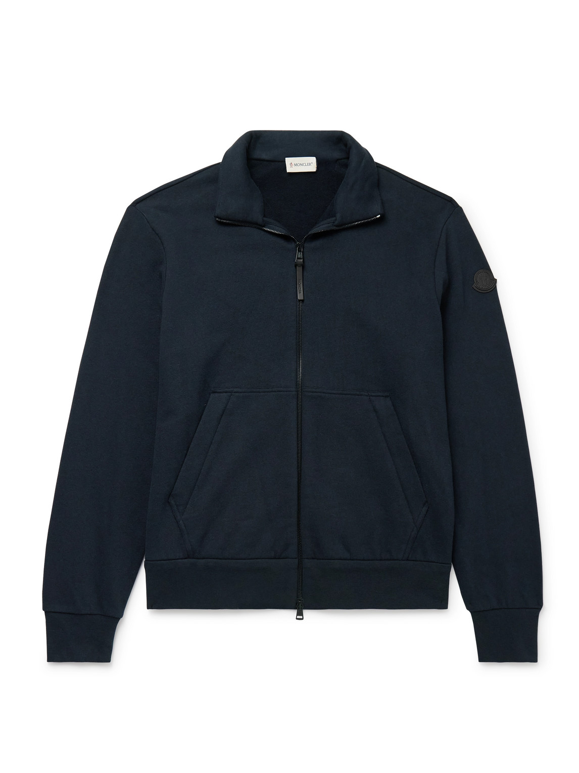 Moncler Logo-appliquéd Cotton And Cashmere-blend Jersey Track Jacket In Blue
